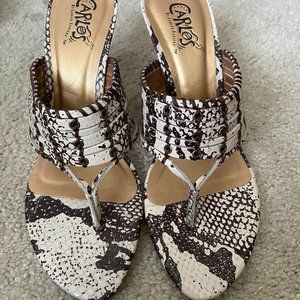 Carlos Santana Snake Skin Slip On Heeled Sandal